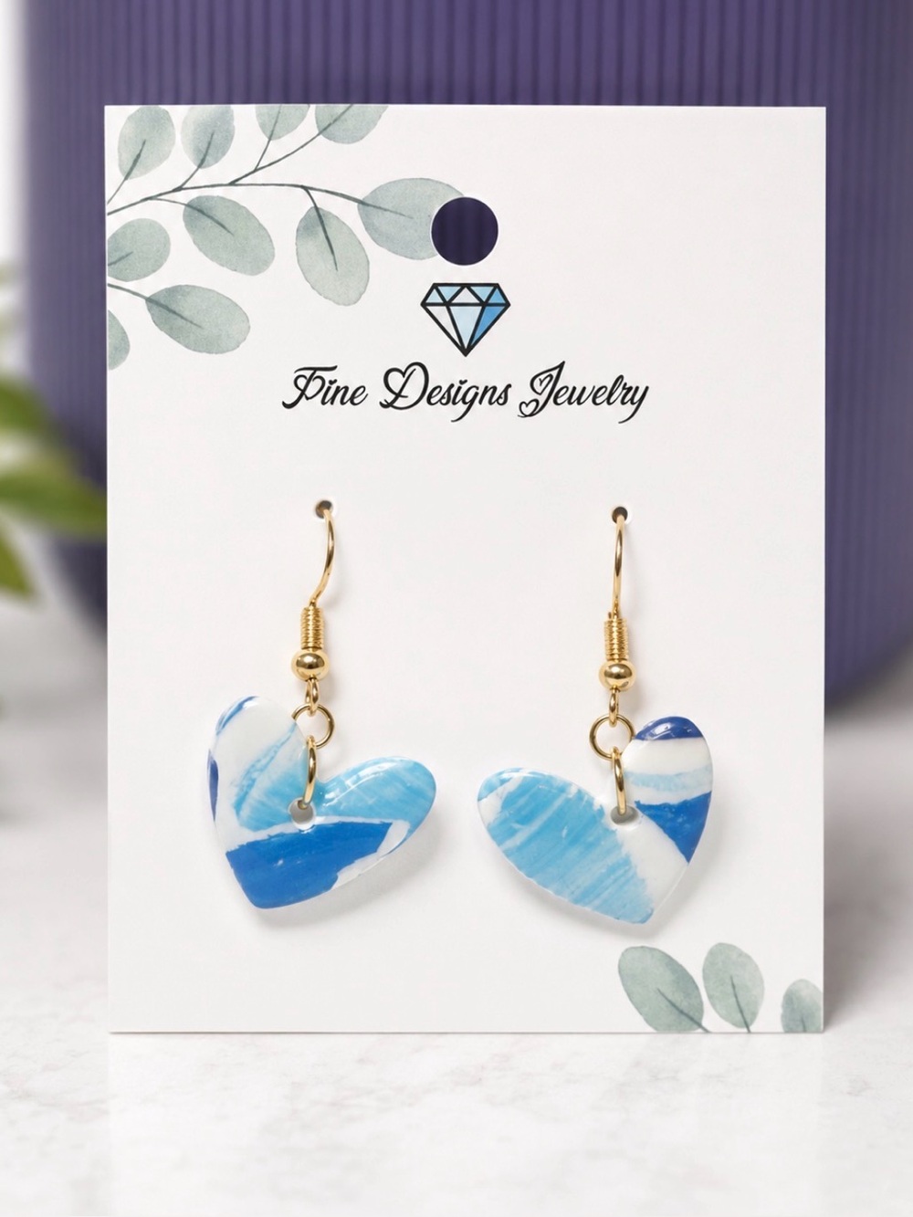 Deep Blue Heart Earrings